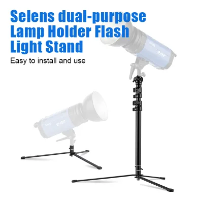Selens L-100 12cm Foldable Metal 1/4 3/8 Screw Low Angle Base Floor Light Stand for Photo Studio Strobe Speedlite Reflector