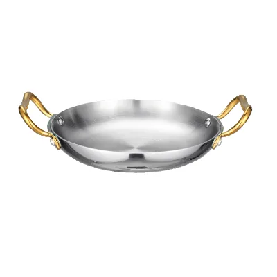 Premium Luxury Eco-Friendly Tableware Double-Handle Plain Rose Gold Polished Dish Triply Stainless Steel for Restaurant Hotel