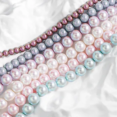 High Gloss Plated Natural Shell Through Hole Loose Beads Diy Beaded Embroidery Material