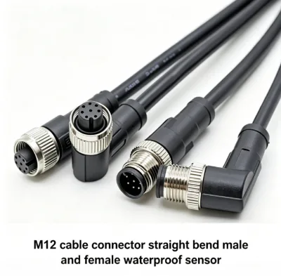 M12 Cable Connector Elbow Male and Female Waterproof Sensor Can Customize Cable Length