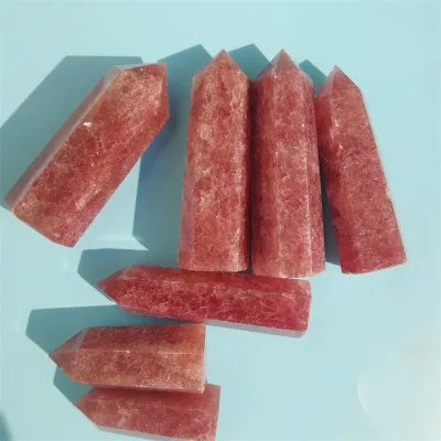 Natural Healing Stone Crystal Point Red Strawberry Quartz Crystal Tower For Crystal Crafts