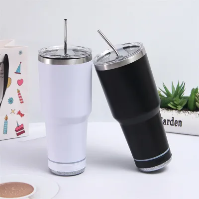 Bottle Water 30oz Tumbler Travel Mug with Lid Speaker Tumbler Cup with Detachable LED Light for Valentine's Father's Day
