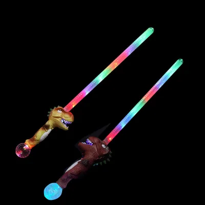 Light up Glowing Dinosaur Led Wand Led Glowing Sword with Lighting Ball LED Plastic Flashing Sword for Kids Toy