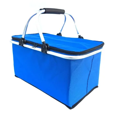 Large 16L Insulated Picnic Lunch Basket Bag Fashionable Vintage Style for Holidays Parties Outdoor Travel with Family