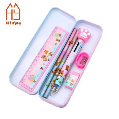 Cute Cartoon Stationery Tin Boxes Packing for Pencil for Girls, Oem Gift for Art Training Institutions