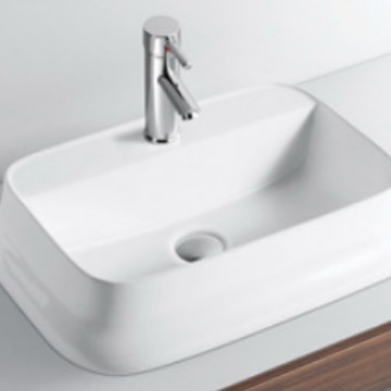 Modern White Art Basin Single Rectangular Small Size Sink with Matte Finish for Household and Hotel Bathroom Counters