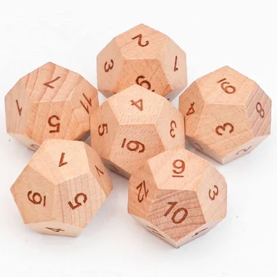 Custom 12 Sided Beech Wood Dice Blank Engraved Dice for Educational Learning Board Game Accessories