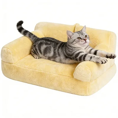 Luxury Light Children's Sofa, Modern square Solid Color Fabric with Embossing, Table Indoor Small Pet-friendly Sofa