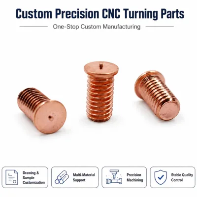 Factory Direct Copper Finish Carbon Steel Round Flange Threaded Body M4 M5 M6 10mm 12mm 16mm Welding Stud