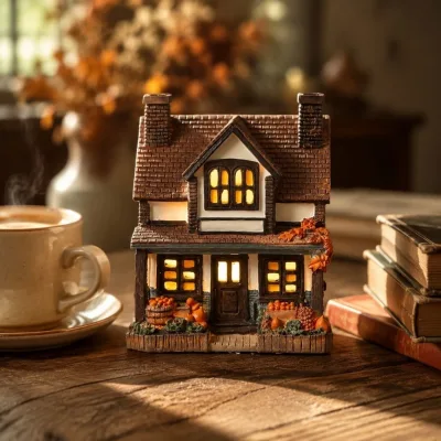 Lighted Pumpkin Cottage Halloween Table Decor Warm Lighted Cottage with Pumpkins for Halloween Fall Mantels