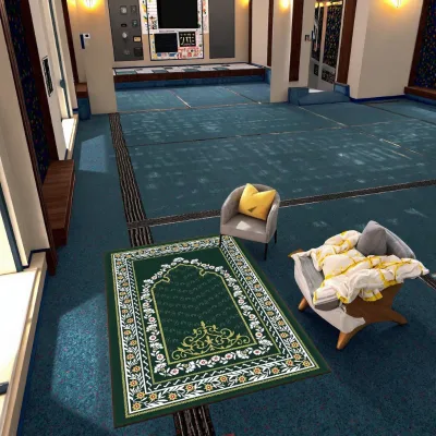 Luxury Persian Ramadan Foldable Velvet Non-Slip Thin Prayer Rug for Travel Home Mosque Use