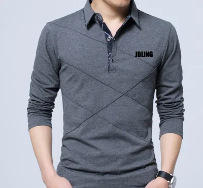 Men's Collared Pullover Long Sleeve Casual Polo Shirt