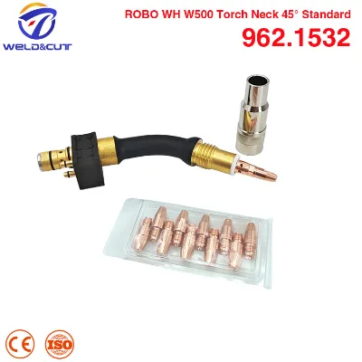 962.1532 Abicor Binzel Water Cooled Robotic Welding Torch Swan Neck ROBO WH W500 Gun Neck 45° Standard