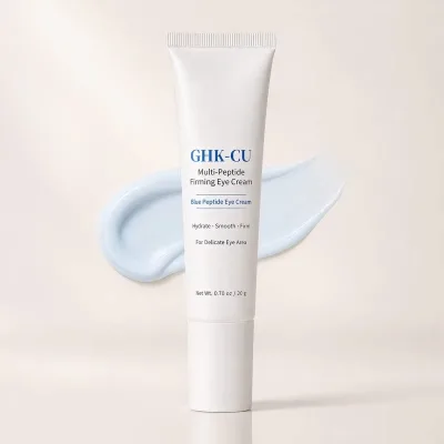 Private Label GHK-CU Copper Peptide Hyaluronic Acid Eye Cream Anti Wrinkle Firming Hydrating Dark Circle Puffiness