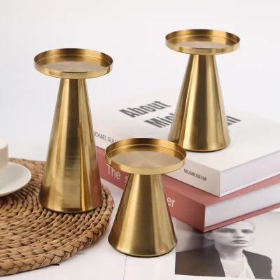 Iron Black Candle Holder Plate Shape Pillar Candle Holder