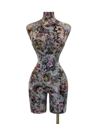 Collage Art Mannequin+ Flower Pattern Paper Finish +Half Body Mannequins +Female Mannequin A02