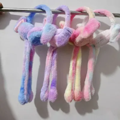 Winter Tabia Anasa Artificial Ngozi Masikio Cover Laini Joto Starehe Dyeing Band Rangi Laini Kujaza Zawadi Ya Chama
