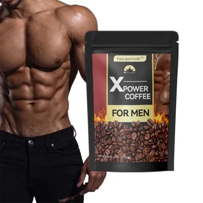 OEM Men's Fertility Herbal X Power Coffee Energy Boost Dark Roast Instant Coffee Powder Neutral Healthcare Black Coffee