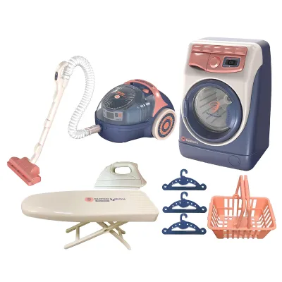 Kids Cleaning Set Washing Machine Vacuum Cleaners Iron Dryer Play Set Electronic Pretend Role Play Cleaning Home Appliances Toys