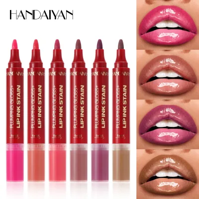 Double Head Lip Pen Moisturizing Long-Lasting Liquid 6 Color Double-ended Lip Pencil Waterproof Makeup Liquid Matte Lipstick