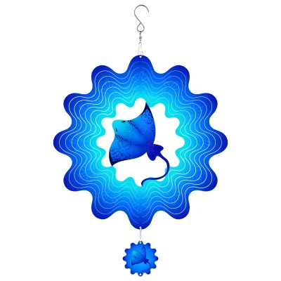 EnchGarden OEM&ODM Colorful Metal Stainless Steel 3D Wind Spinners Garden Ornament 30cm/12in Waterproof Easy Install Mandala