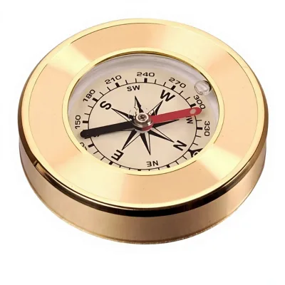 Vintage Polished Brass Copper Metal Pocket Compass Nautical Style for Camping Hiking Orienteering with Gravure Printing
