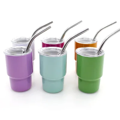Wholesale Tourist Souvenir Custom logo 2oz 3oz Stainless Steel Tumbler Shot Glass with Lid