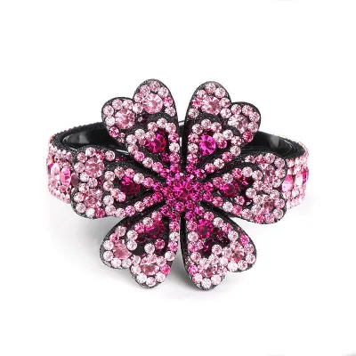 Wholesale Luxury Rhinestones Hair Barrette Fashion Big Flower Hair Claw Clip Bling Crystal Women Banana Clips