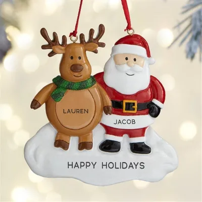 Santa and Friends Personalized Ornament 2 Name