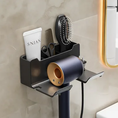 Wholesale ABS Lightweight Hair Dryer Scissors Holder Multi Function Barber Tool Wall-Mounted Bracket Punch-Free Storage Box