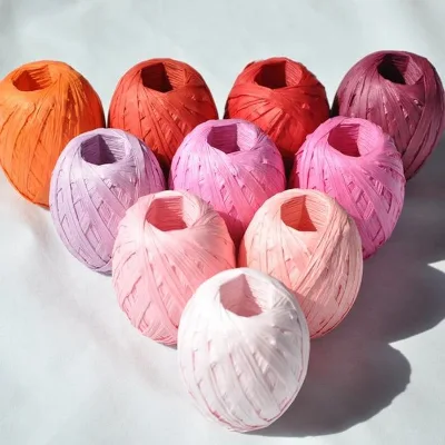 Factory Price High Quality Colored Raffia Grass Rope-Sunjoy PR430 Recyclable Custom Colors 4cm