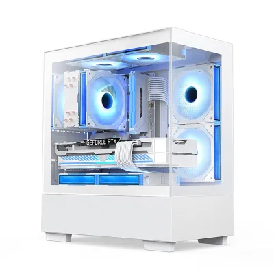 Cool Design Customize OEM ODM Dual TG Glass Panel White PC Tower Gamer Case Cabinet PC Gaming Computer Game Case