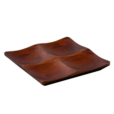 Vintage New Chinese Style Divided Dried Fruit Plate Creative Living Room Multifunction Bamboo Tray Melon Seeds Cake Snacks Candy