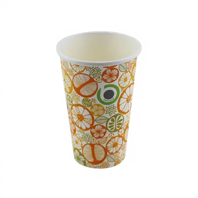 Disposable Recyclable Single Wall Synthetic Paper Cups with Custom Logo Lids Sizes (2.5oz-16oz) for Industrial Takeaway Use