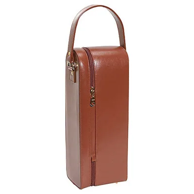 Top Quality Portable PU Leather Whiskey Wine Bottle Gift Box Tote Leather case