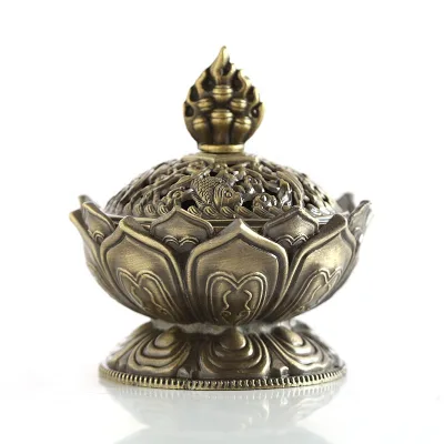 Buddhist Supplies Alloy Eight Auspicious Lotus Incense burner Small Incense Plate Temple Tea Room Antique Plate Rack Ornaments