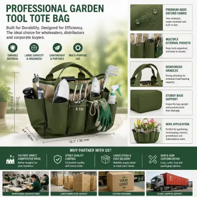 Aluminum Alloy Ergonomic Gardening Tools Storage Bag with TPR Handle Multi-Pocket Portable OEM/ODM Customization Zhejiang Origin