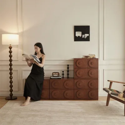 Hot Selling French Ancient Solid Wood Wall Storage Cabinets Living Room Household
