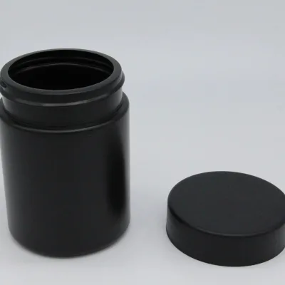 Customizable Color Black/White Medicine Pill Capsule PET Plastic Screw Cap Wide-mouth Straight-sided Bottles Screen Printing OEM