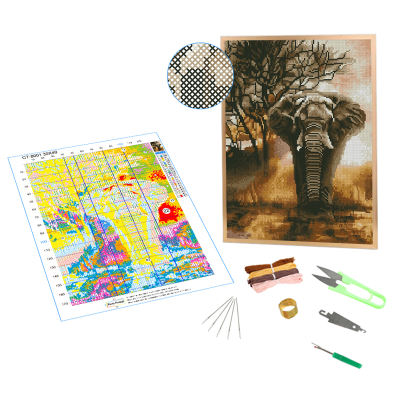 5d Diy Cross Stitch Embroidery Sets Canvas Stitch Elephant Animal Pattern Handicraft Kit Adult Cross Stitch