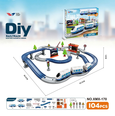 Plastic Train Tracks Toy Train Set Electric on Track Kids Assembly Train Model