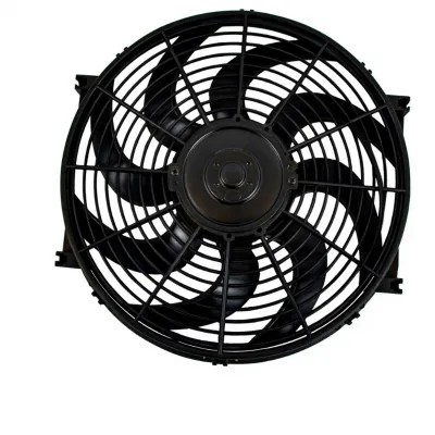 14 Inch PULL/PUSH RADIATOR ELECTRIC THERMO FAN CURVED BLADE 12V W/ MOUNTING KITS