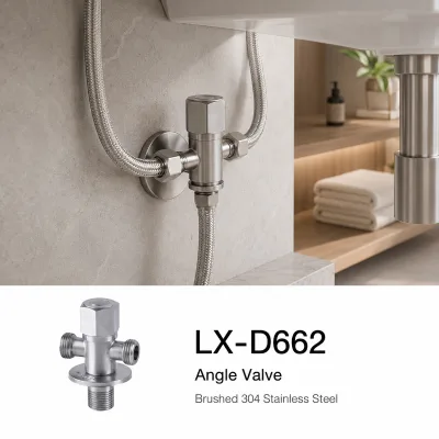 Stainless Steel One Inlet Two Outlets Angle Stop Valve Three-Way Double Outlet Water Distributor Accessory for Bathroom Sink Tap