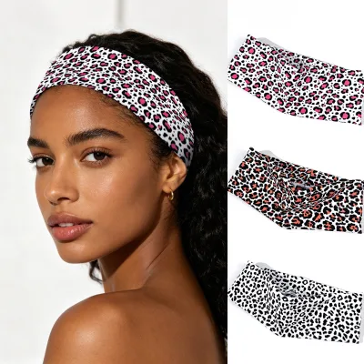 Fashion Vintage Stretchable Knitted Leopard Pattern Hairband for Women Daily Yoga Headband
