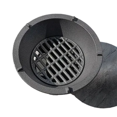 Portable Cast Iron BBQ Charcoal Grill Commercial Uncoated Non-Stick Grill with Big Size for Outdoor Kitchen or Camping