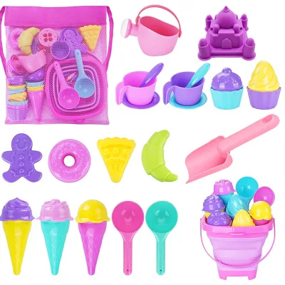 2025 Summer Toy Children's Beach Toys Outdoor Folding Bucket square Bucket Sand Dredging Tool Set