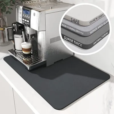 Coffee Mat Hide Stain Rubber Backed Absorbent Dish Drying Mat for Kitchen Counter
