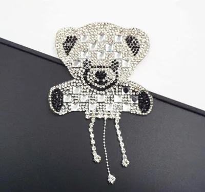 Lovely New Arrival Bear Ready Design Iron on Patches Cute Rhinestone Transfer Patch for Hat t Shirt