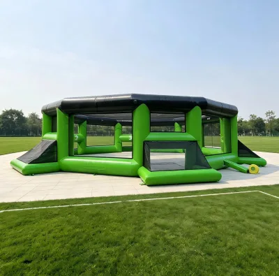 Large Inflatable Multi Goal Soccer Arena Hexagonal Inflatable Football Court for Multi Player Interactive Sports Game