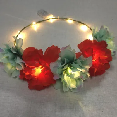Party Favor LED Flower Crown Bright Light Artificial New Flower Headband for Girls